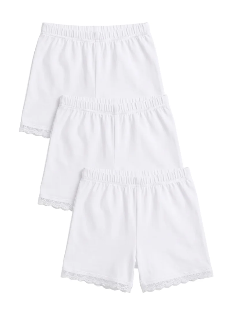 بيداني Girls' Underwear Shorts (3-Pack) – Soft Cotton Under Dress Bike Shorts with Delicate Lace Trim