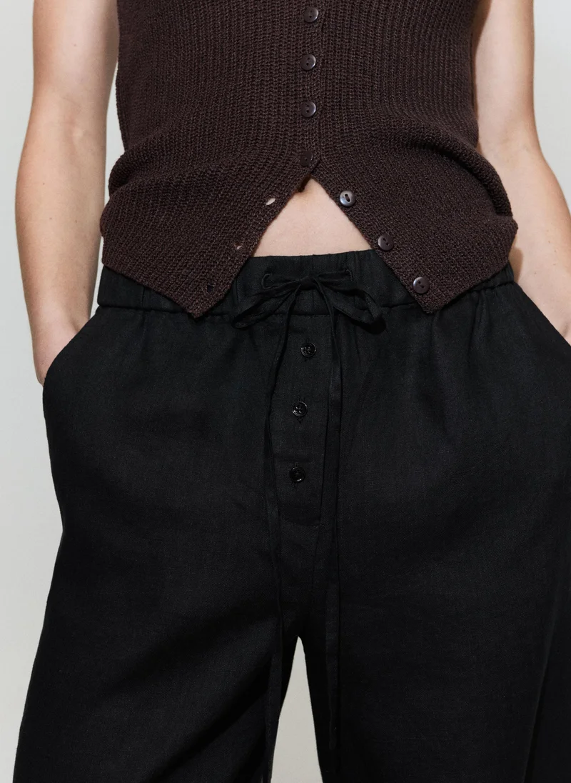 Mango  Linen pants with buttons for Women | Best Price UAE