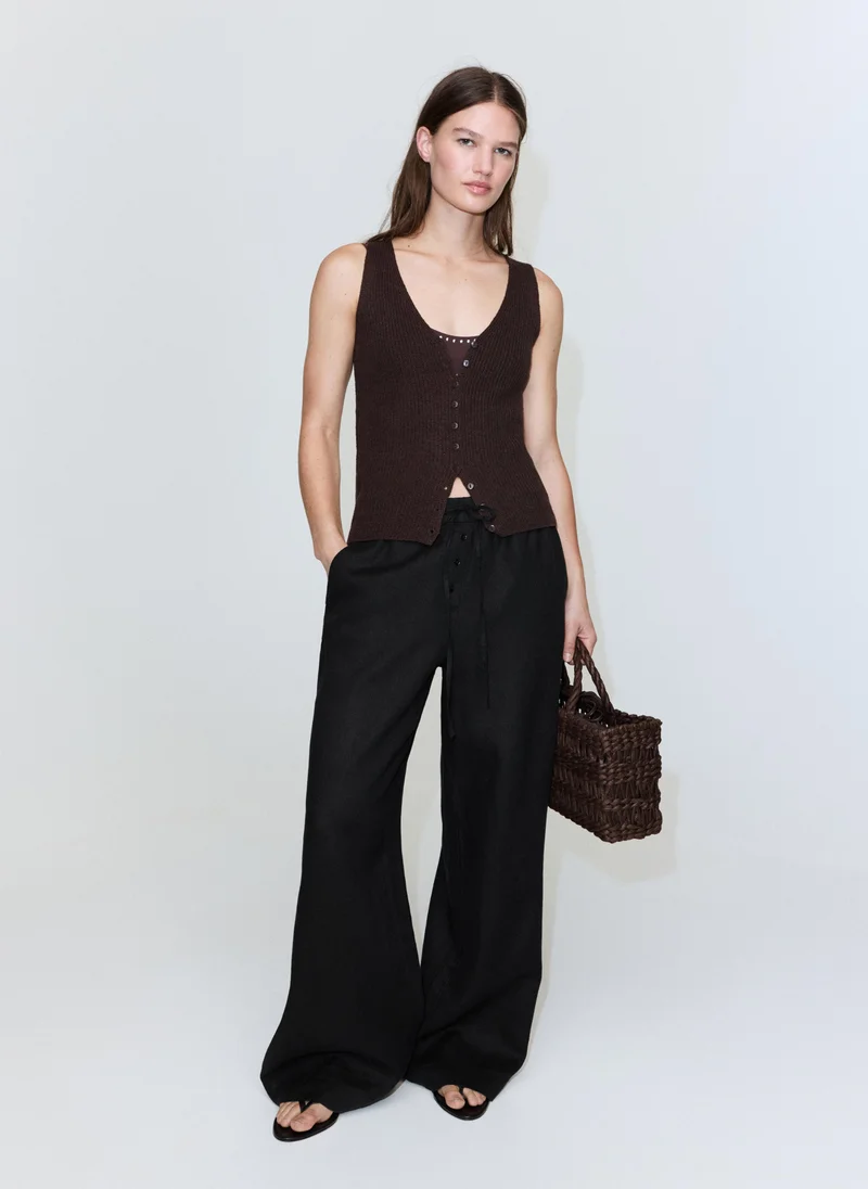 Mango  Linen pants with buttons for Women | Best Price UAE