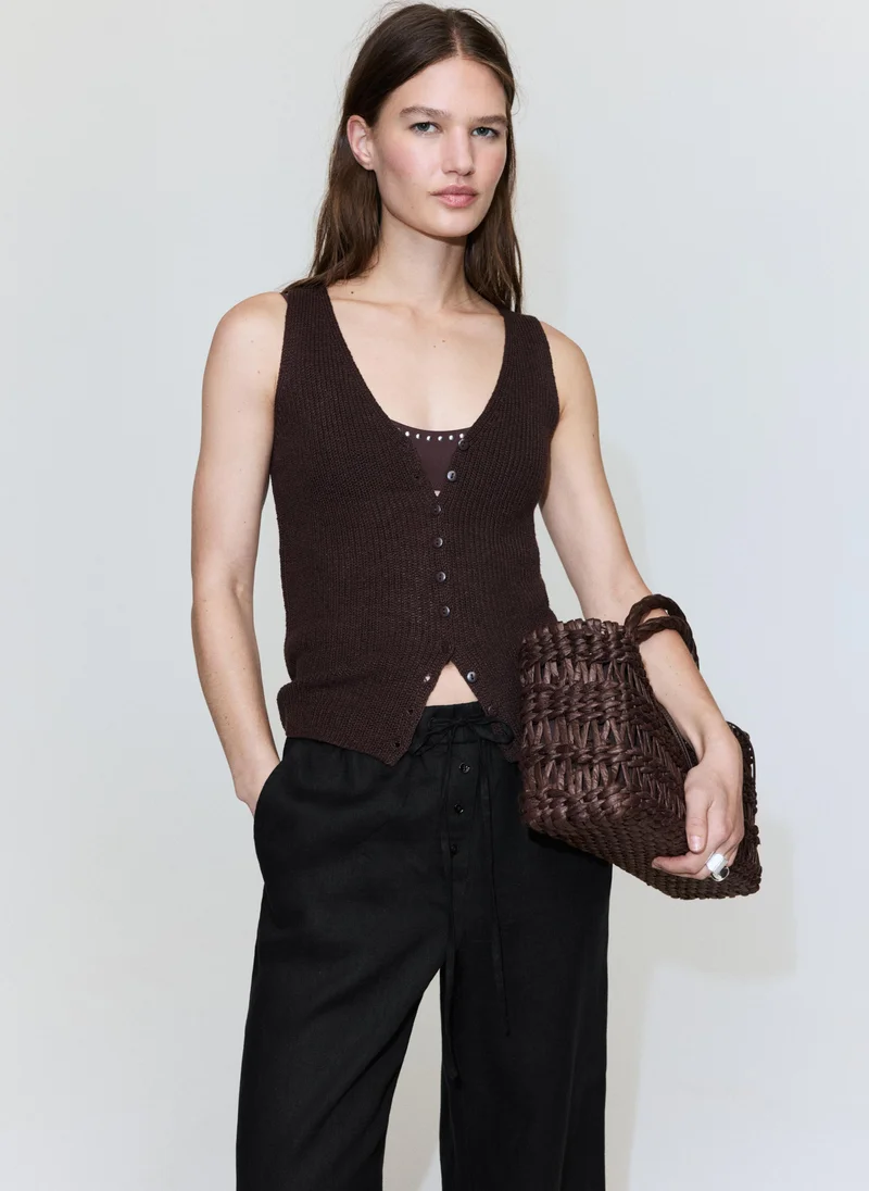 Mango  Linen pants with buttons for Women | Best Price UAE