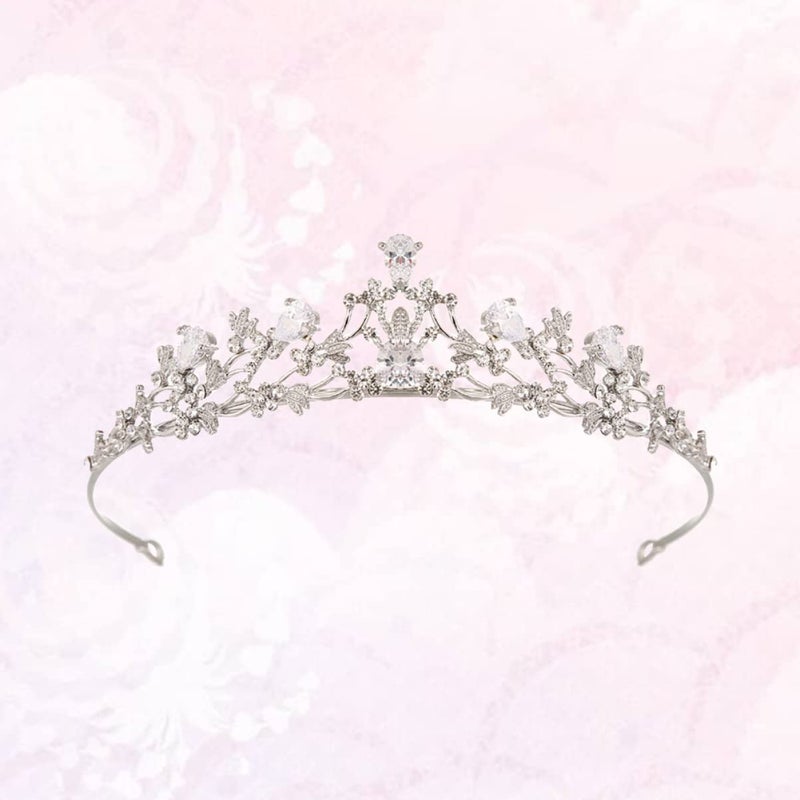cheekyglo 3pcs Bridal Party for Alloy Hoop Women K Hair Banquet White Exquisite Elegant Wedding Tiara Zircon Birthday Headdress Accessory - Image 4