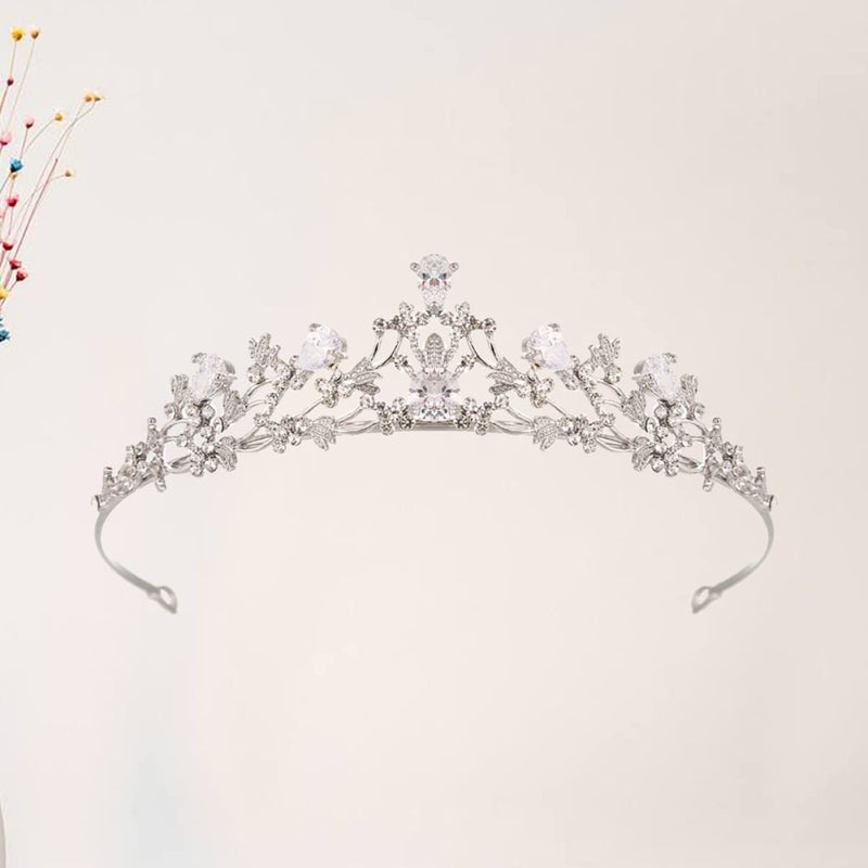 cheekyglo 3pcs Bridal Party for Alloy Hoop Women K Hair Banquet White Exquisite Elegant Wedding Tiara Zircon Birthday Headdress Accessory - Image 3