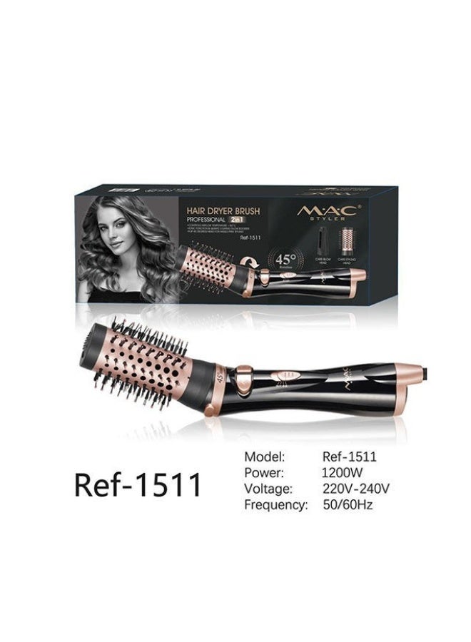 Mac Styler Professional 2-in-1 Hair Dryer & Hair Brush | Ionic Function & Quartz Coating | 80°C Airflow Temperature Control | 45° Rotating Styling Head | Glow Booster Technology - Image 1