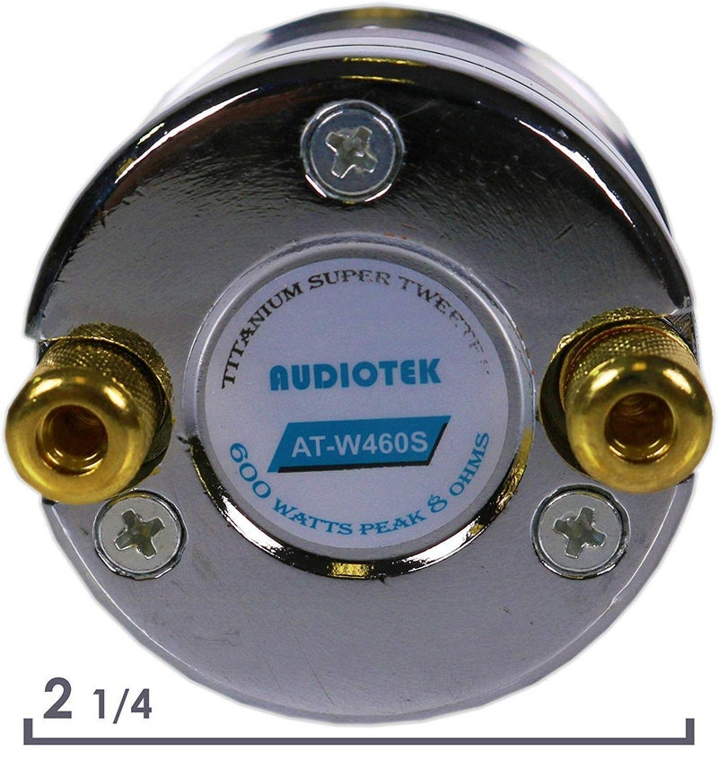 Audiotek W460S 600 Watt Titanium Super Car Bullet Tweeter 1 Pair - 8 Ohm with Built in Capacitor Filter - Pack of 2 - Image 4
