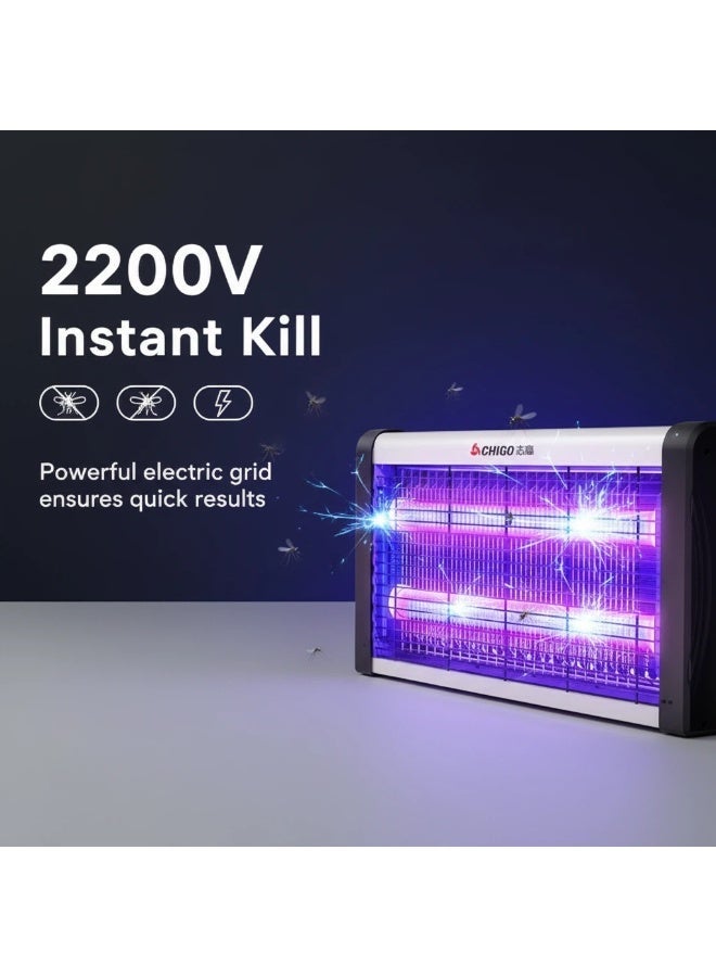 CHIGO 20W UV-A Lure Lamp Electric Bug Zapper - 2200V High-Voltage Grid, Plug-in & Hanging Indoor Insect Trap, Mosquito Moth Fly Killer for Home Indoor Use - Image 4