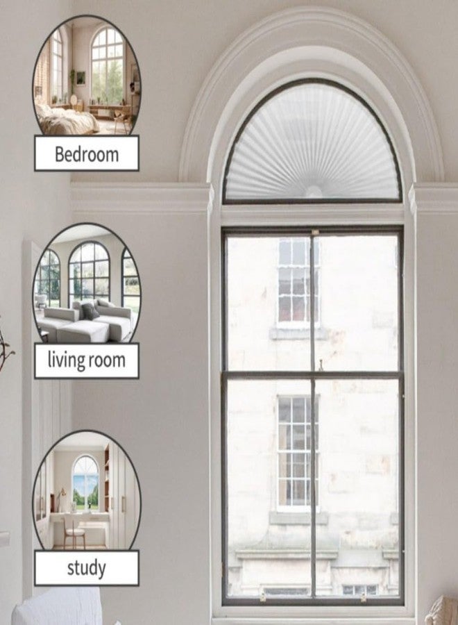 Jlong Arch Window Shade Half Circle Window Shade Paper Blinds for Windows Cordless Semicircular Blind No Drill Blinds for Windows Half-Round Shade Easy to Cut and Install for Home Living Room Bedroom - Image 4