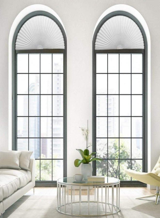 Jlong Arch Window Shade Half Circle Window Shade Paper Blinds for Windows Cordless Semicircular Blind No Drill Blinds for Windows Half-Round Shade Easy to Cut and Install for Home Living Room Bedroom - Image 5