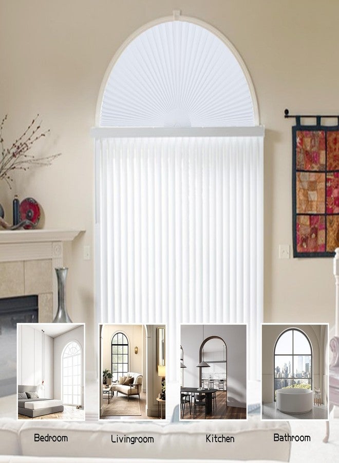 Jlong Arch Window Shade Half Circle Window Shade Paper Blinds for Windows Cordless Semicircular Blind No Drill Blinds for Windows Half-Round Shade Easy to Cut and Install for Home Living Room Bedroom - Image 2