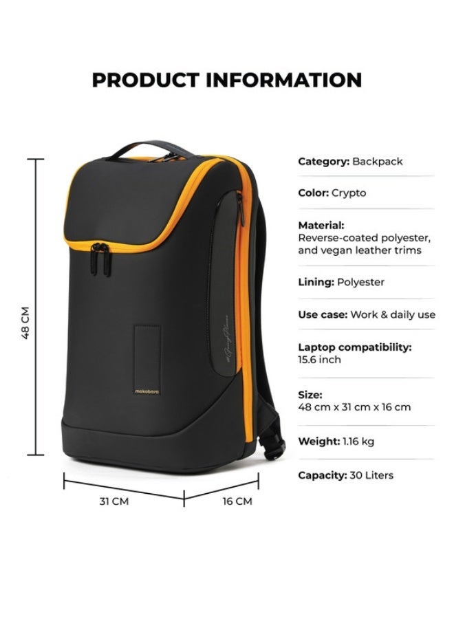 Mokobara Transit Backpack 30L | Fits 16-inch Laptop | Premium Reverse-Coated Polyester | with Luggage Sleeve & 180Â° Clamshell Opening | Black (Money Moves Sunray) - Image 4