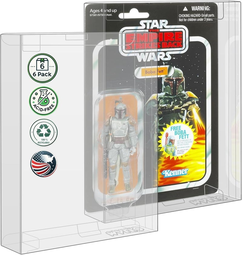 MALKO Protector Display Case for Carded 375 Inch Action Figures Compatible with Star Wars Marvel GI Joe 05 MM Thick Plastic 6 Pack - Image 2