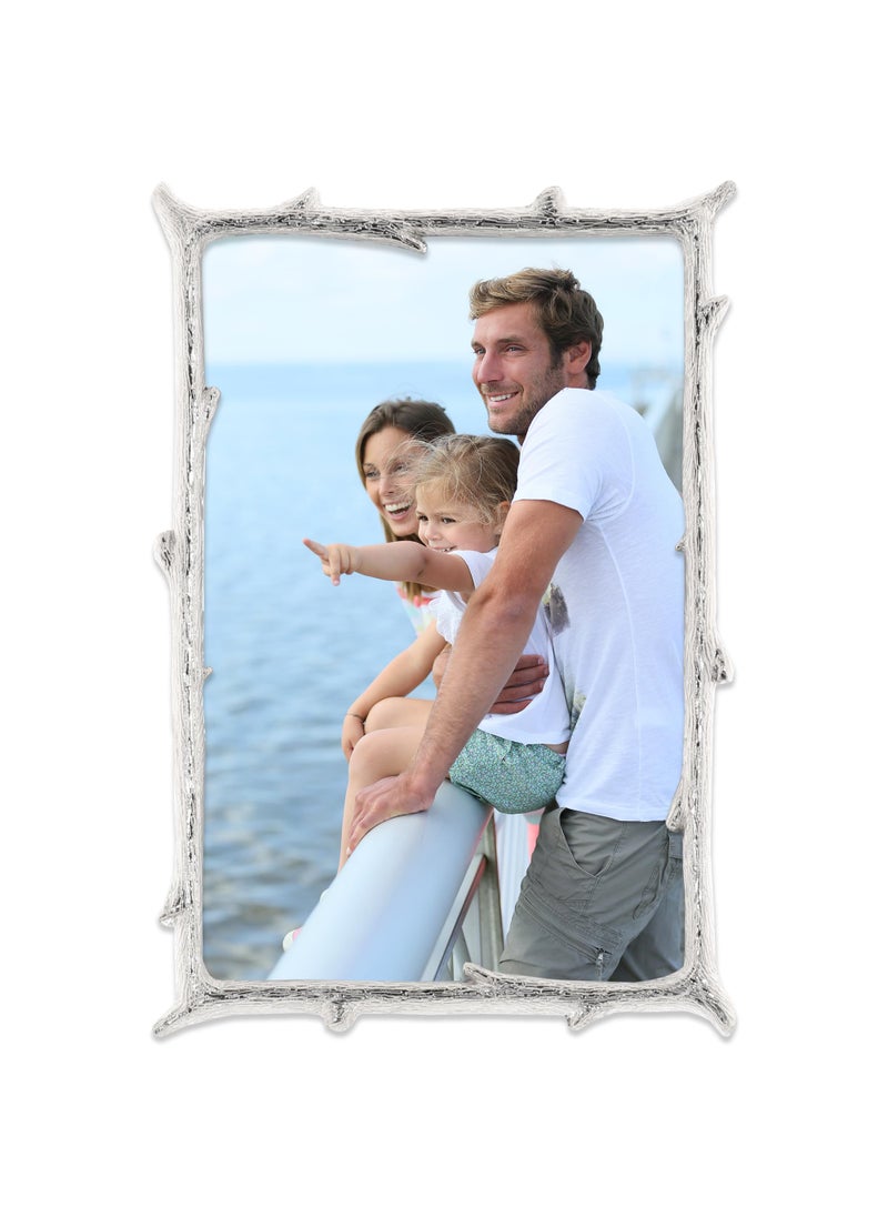 Lawrence Frames Lawrence Frames 712646 4x6 Silver Metal Natural Branch Design Picture Frame 