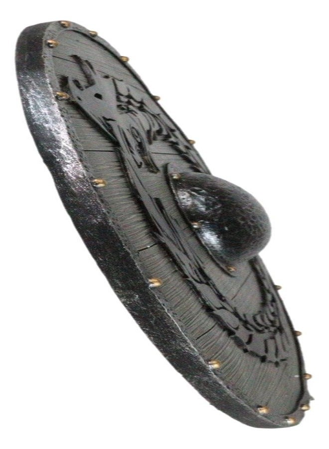 إيبروس جيفت لوحة جدارية من الراتنج بتصميم درع محارب فايكنغ، بلمسة نهائية خشبية عتيقة، مستوحاة من أساطير الإسكندنافية القديمة، تمثل رمز التنين وعجلة النار. تُضفي لمسة من سحر العالم القديم على ديكور منزلك. - Image 4