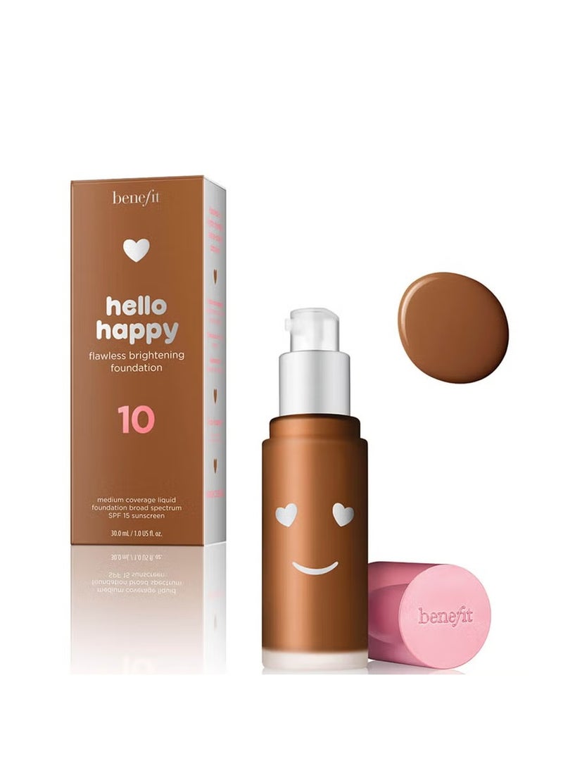بينيفت كريم أساس Hello Happy Flawless Brightening Foundation SPF15 لون 10 دافئ عميق - Image 1