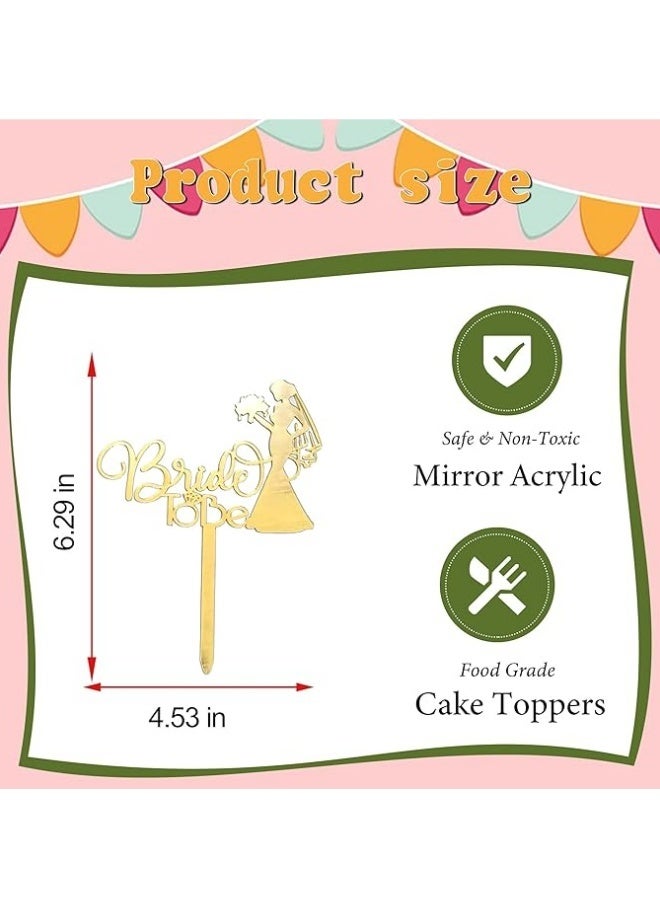 2 PCS Bride To Be Cake Toppers,Acrylic Wedding Shower Cake Topper for Bridal Engaged Wedding Party Dessert Script Cake Topper for Weddings - Image 2