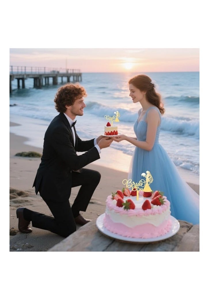 2 PCS Bride To Be Cake Toppers,Acrylic Wedding Shower Cake Topper for Bridal Engaged Wedding Party Dessert Script Cake Topper for Weddings - Image 4