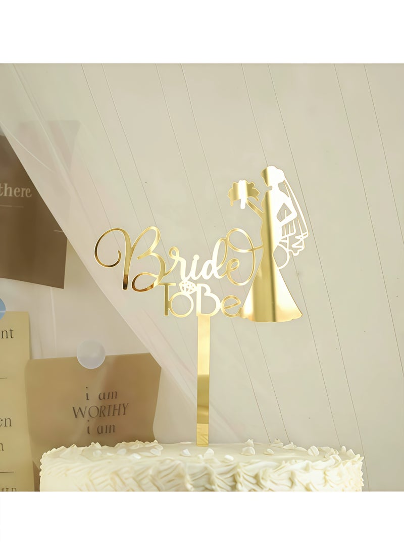 2 PCS Bride To Be Cake Toppers,Acrylic Wedding Shower Cake Topper for Bridal Engaged Wedding Party Dessert Script Cake Topper for Weddings - Image 1