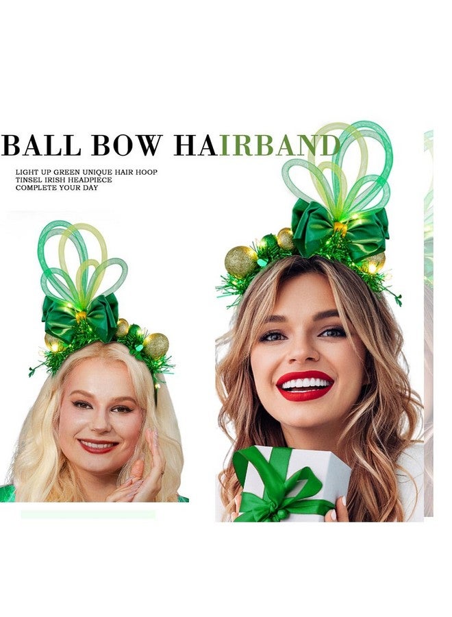 فديزاينر عصابة رأس القديس باتريك ذات آذان الفأر الخضراء، عصابة رأس مضيئة من بوم بوم، عصابة رأس من الشامروك، إكسسوارات شعر نسائية (رقيقة) - Image 5