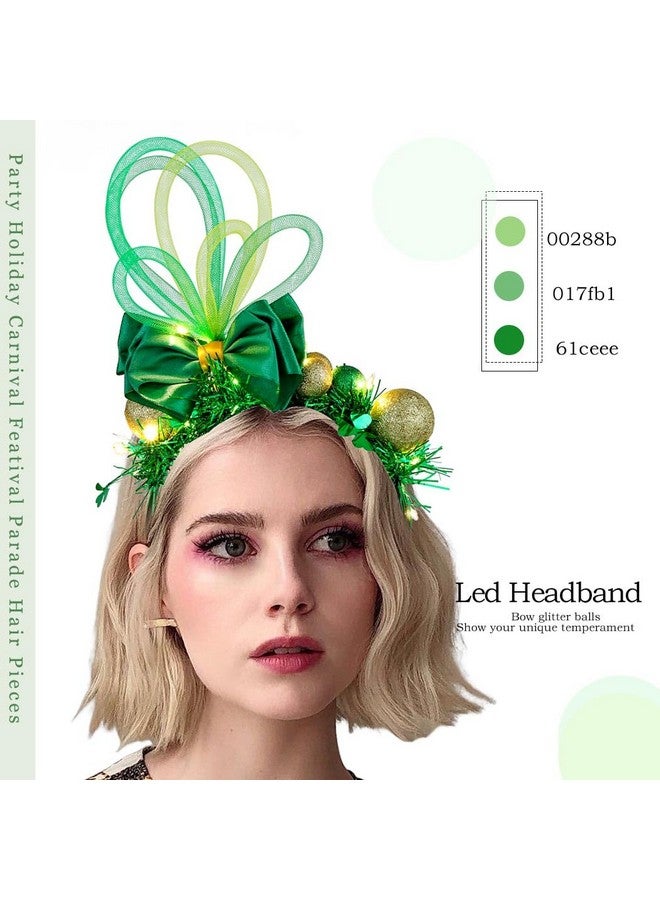 فديزاينر عصابة رأس القديس باتريك ذات آذان الفأر الخضراء، عصابة رأس مضيئة من بوم بوم، عصابة رأس من الشامروك، إكسسوارات شعر نسائية (رقيقة) - Image 3
