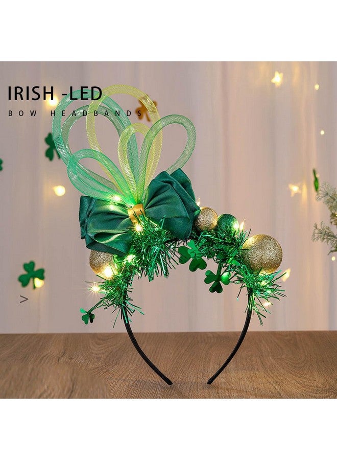 فديزاينر عصابة رأس القديس باتريك ذات آذان الفأر الخضراء، عصابة رأس مضيئة من بوم بوم، عصابة رأس من الشامروك، إكسسوارات شعر نسائية (رقيقة) - Image 2