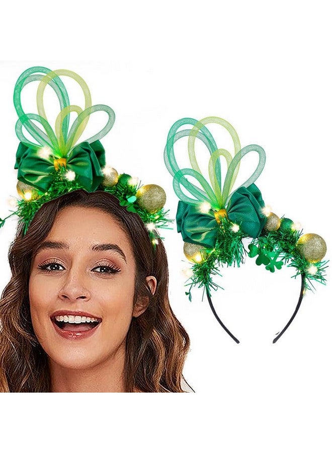 فديزاينر عصابة رأس القديس باتريك ذات آذان الفأر الخضراء، عصابة رأس مضيئة من بوم بوم، عصابة رأس من الشامروك، إكسسوارات شعر نسائية (رقيقة) - Image 1