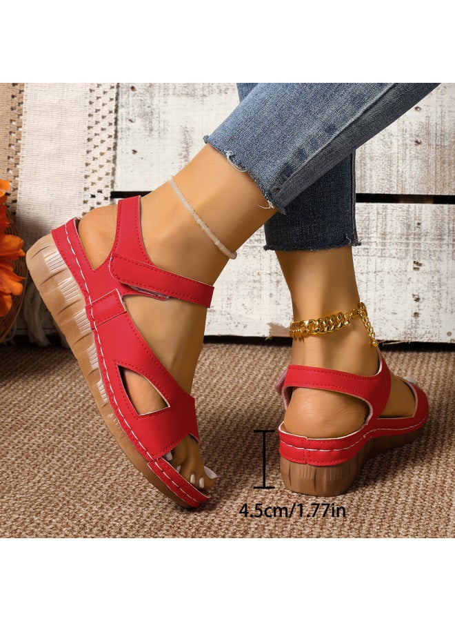 Plus-size Women's Shoes Southeast Asia Velcro Thick-soled Sandals For Women Outdoor Wear Sched Wedge Beach Sandals
