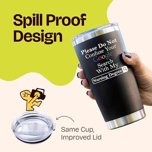 KLUBI Nurse Graduation Gifts for Women - Please Do Not Confuse your Google Search With My Nursing Degree - Nurse Gifts for Nurses Day 2025 Happy Nurses Week Gift 20 Ounce Stainless Steel Black Tumbler - Image 5