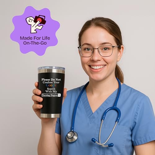 KLUBI Nurse Graduation Gifts for Women - Please Do Not Confuse your Google Search With My Nursing Degree - Nurse Gifts for Nurses Day 2025 Happy Nurses Week Gift 20 Ounce Stainless Steel Black Tumbler - Image 2