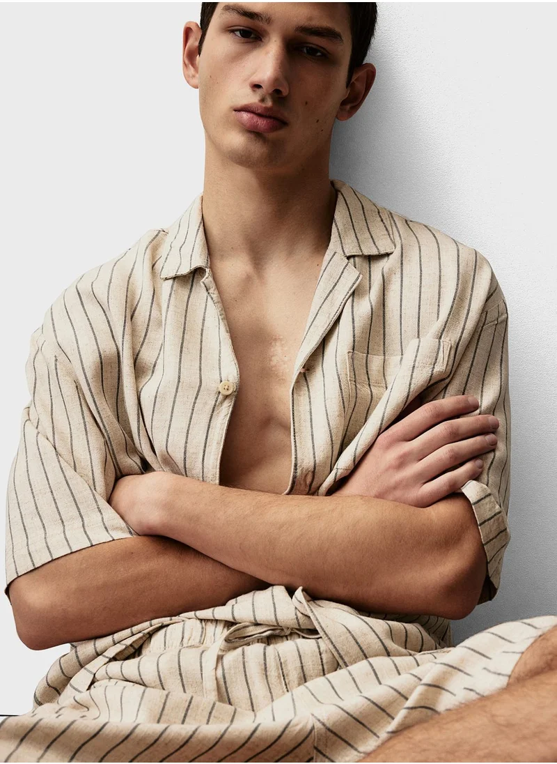 اتش اند ام Printed Shirt & Pyjama Shorts Set