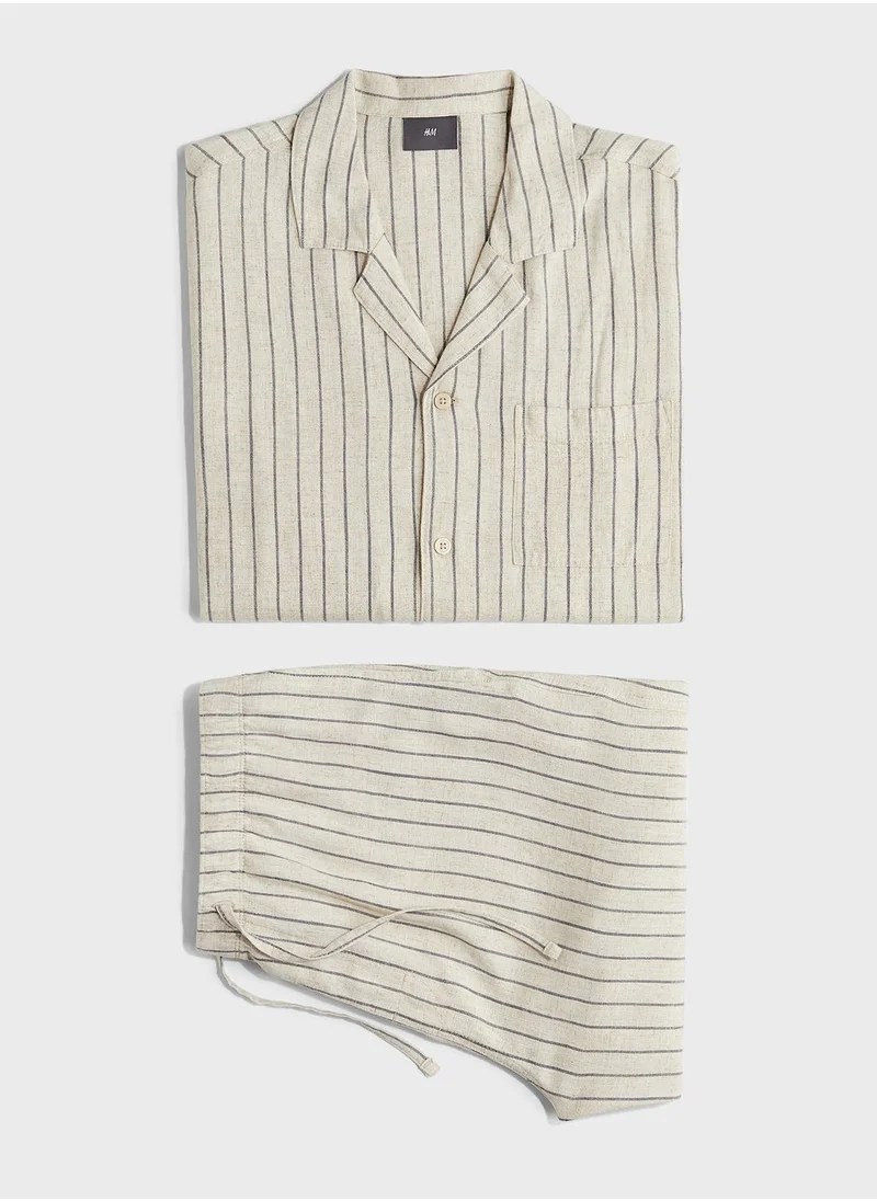 اتش اند ام Printed Shirt & Pyjama Shorts Set
