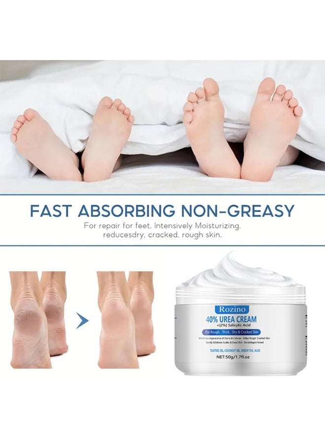 40% Urea Cream-50G For Dry Cracked Heels Best Callus Remover For Feet And Hands, Natural Moisturizes Nourishes Softens Dry Rough Cracked Dead Skin Hand And Feet Repair Cream