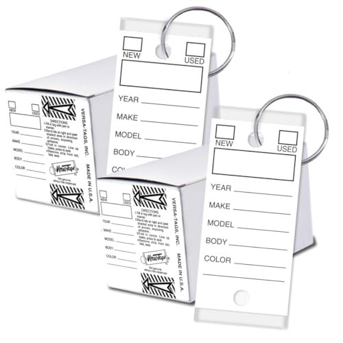 Versa-Tags Two Packs of 250 Dealership Key Tags Bulk - Genuine Versa-tag Key Tags, Self-Protecting, 2 Boxes,Car Key Tags with Ring Included, Automotive Repair Shop Key Tags (White) - Image 1