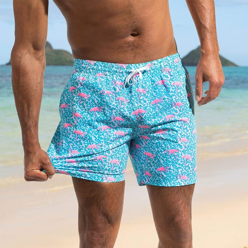 Chubbies Mens Swim Trunks â€“ Mens Swim Shorts with 4-Way Stretch, 5.5â€ Beach Shorts with Elastic Waist, Drawstring, Mesh Lining, UPF 50+ (Domingos are for Flamingos, Large) - Image 3