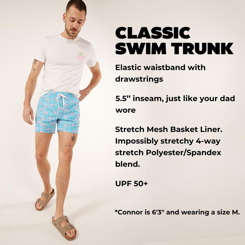 Chubbies Mens Swim Trunks â€“ Mens Swim Shorts with 4-Way Stretch, 5.5â€ Beach Shorts with Elastic Waist, Drawstring, Mesh Lining, UPF 50+ (Domingos are for Flamingos, Large) - Image 4
