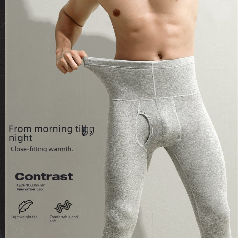 Mens Cotton Thermal Slim-fit High-Waist Pants Autumn Royal Blue - Image 4