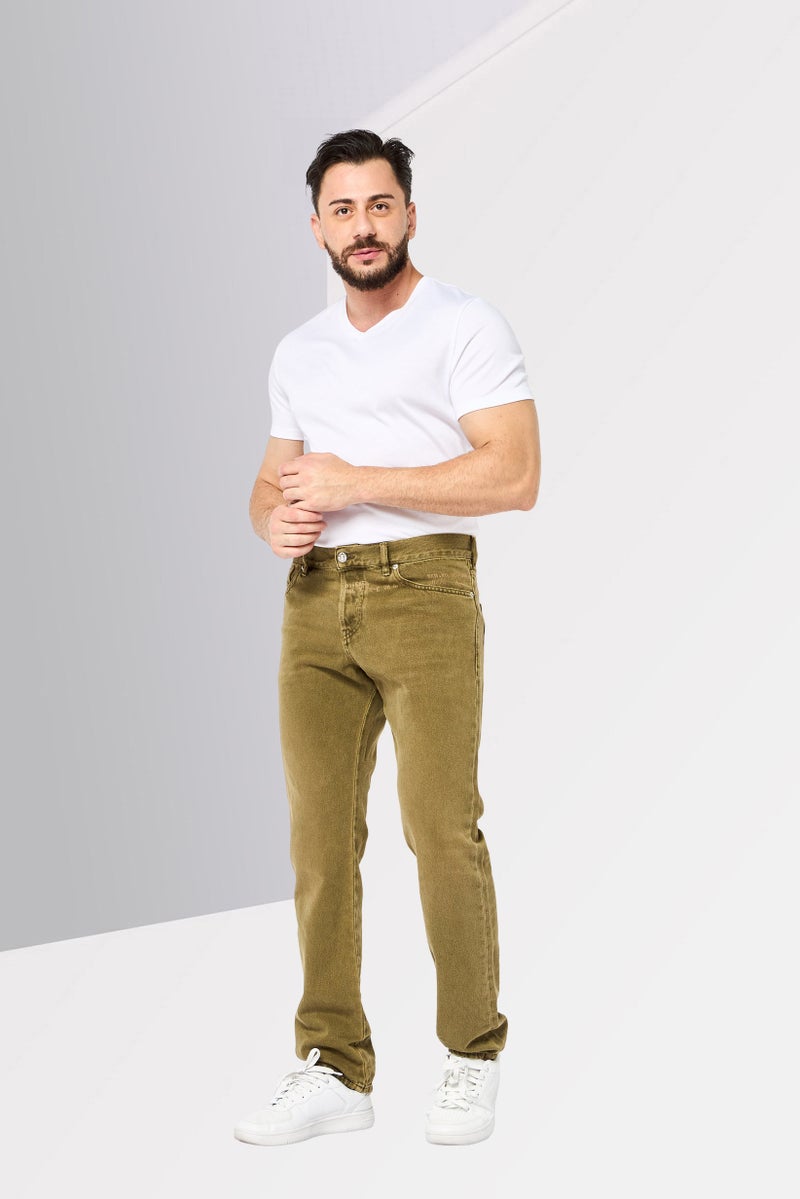 DIESEL Men Slim Fit Embroidered Logo No Stretch Denim, Khaki - Image 2