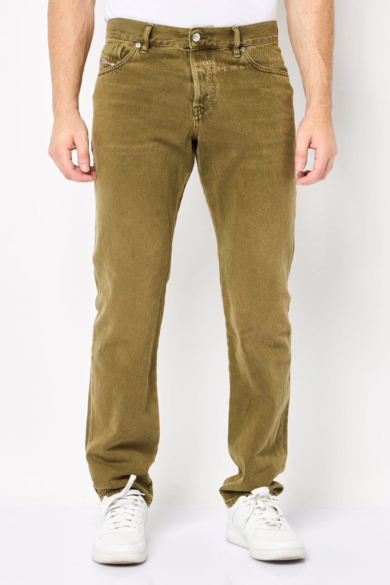DIESEL Men Slim Fit Embroidered Logo No Stretch Denim, Khaki - Image 1