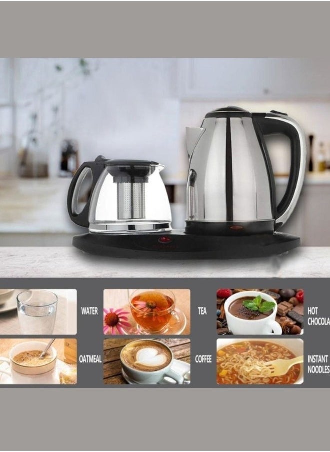 Denx Kettle With Tea Tray, Electric Kettle With Tea Tray And Automatic Shut-Off Feature, Transparent Glass Tea Maker With Filter - Image 3