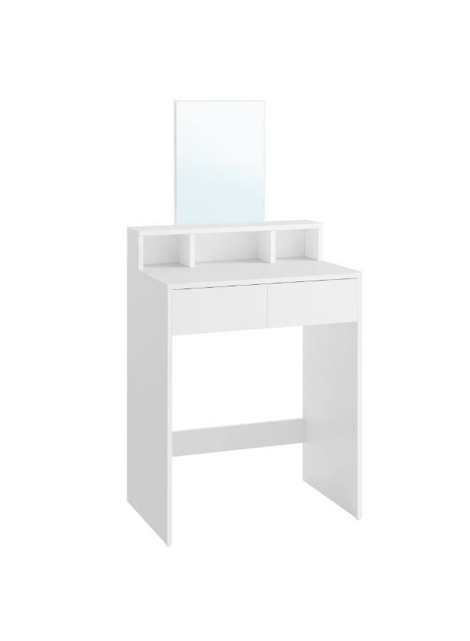 VASAGLE Dressing Table with Large Mirror, Vanity Table with 2 Drawers and 3 Compartments, Makeup Table, Modern White - Image 1