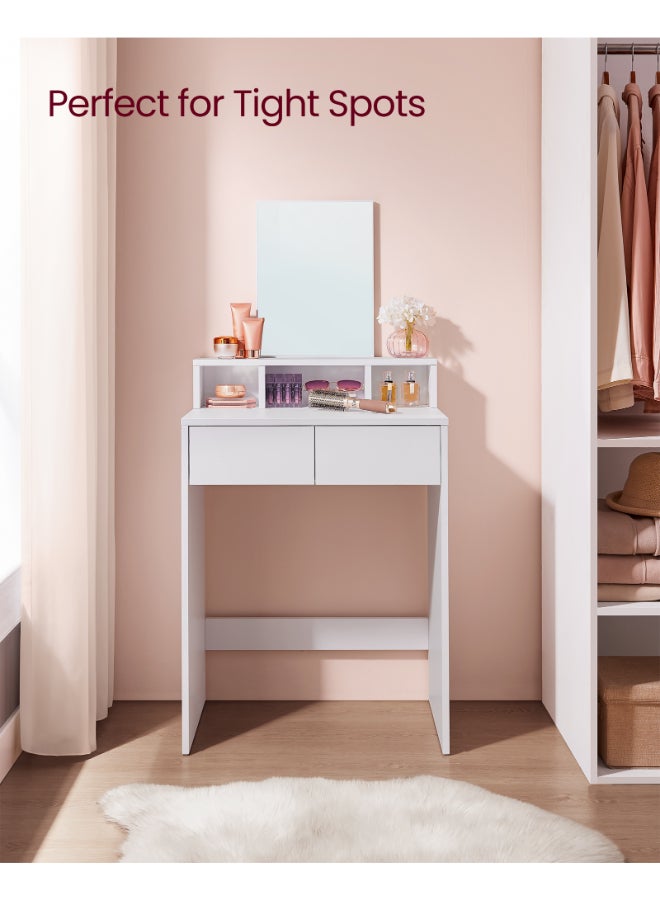 VASAGLE Dressing Table with Large Mirror, Vanity Table with 2 Drawers and 3 Compartments, Makeup Table, Modern White - Image 3