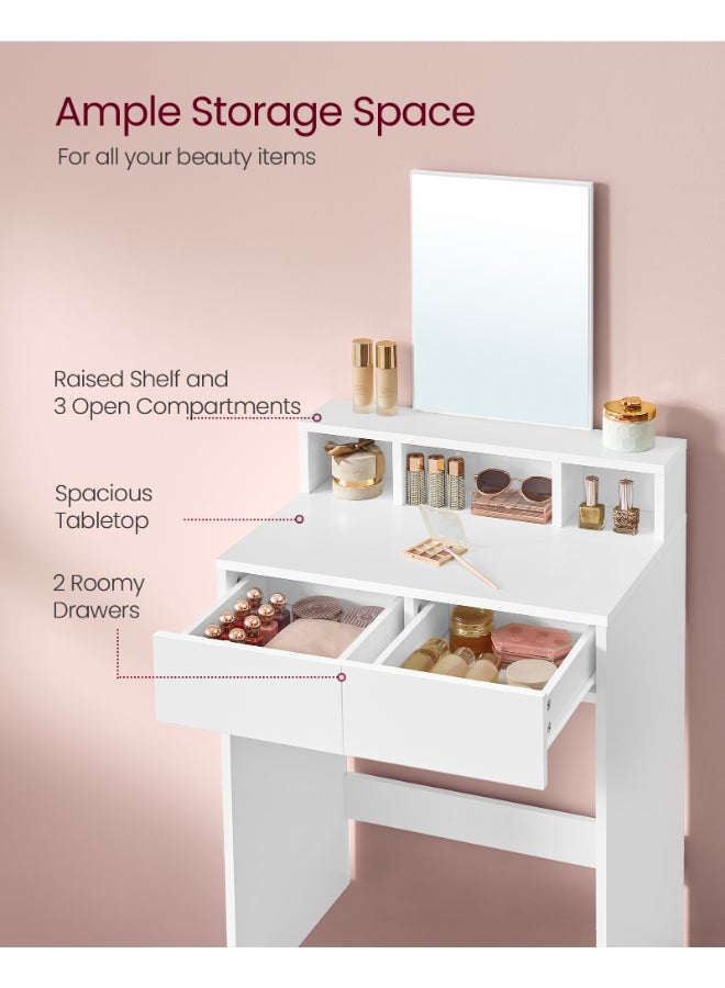 VASAGLE Dressing Table with Large Mirror, Vanity Table with 2 Drawers and 3 Compartments, Makeup Table, Modern White - Image 4