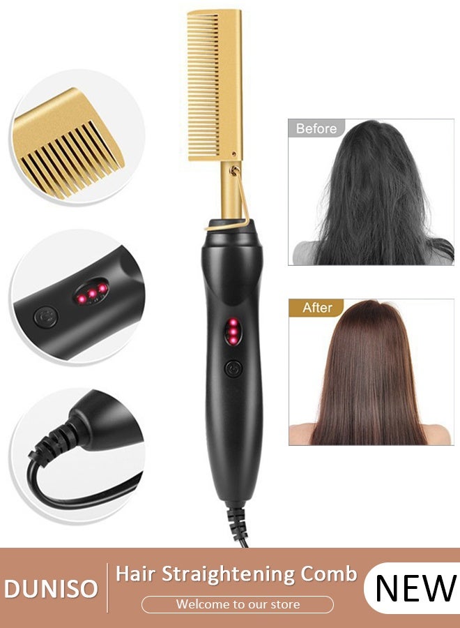 DUNISO Hair Straightener Brush Comb 3 Temperature Modes Fast Heat Straightening Brush with Hot Comb and Led Display Straightening Comb Wet and dry Anti Scald - Image 1