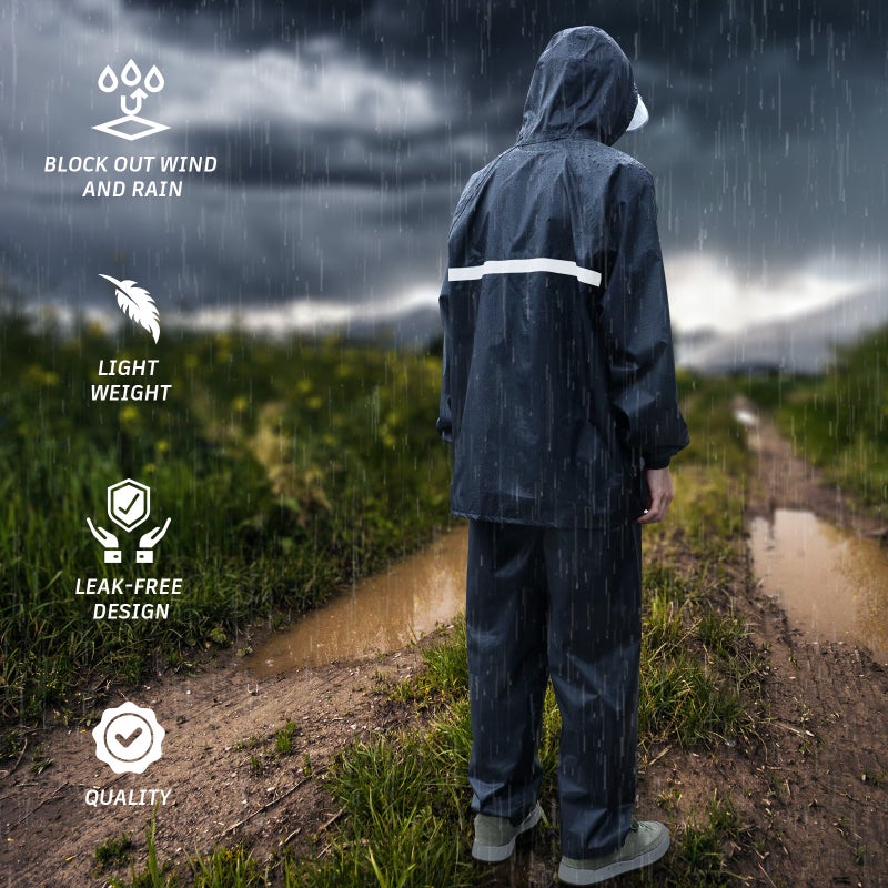 1 Set Raincoat Rain Suit Rain Jacket And Trousers Raincoat For Women Men Boys Girls - Image 3