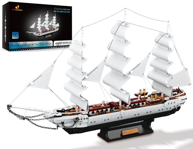 JMBricklayer Ship Building Toy  Building Sets for Adult 40104 White Swan Model Ship Attractive Showroom Decoration Pirate Ship  Nautical Adventure Experience Construction Toys - Image 2