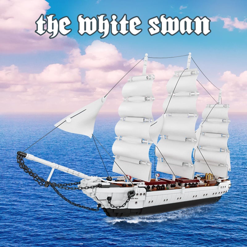 JMBricklayer Ship Building Toy  Building Sets for Adult 40104 White Swan Model Ship Attractive Showroom Decoration Pirate Ship  Nautical Adventure Experience Construction Toys - Image 3