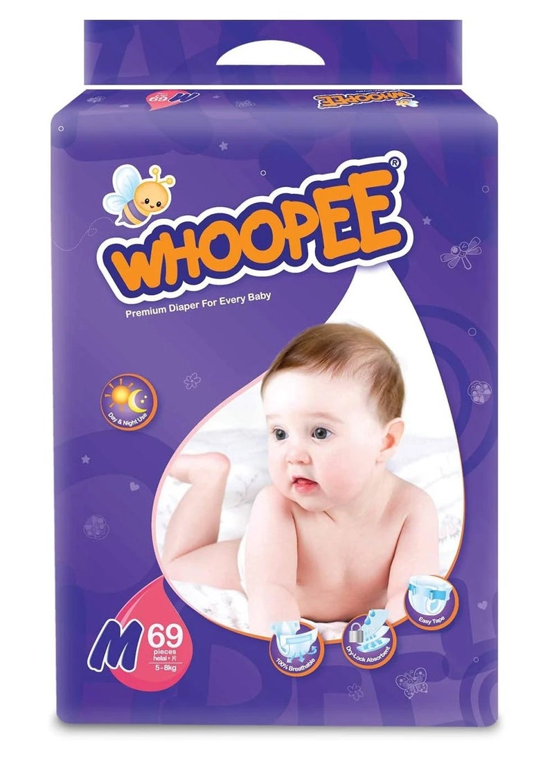 Whoopee Whoopee Premium Diaper Size M (5-8kg) 69 Diapers 