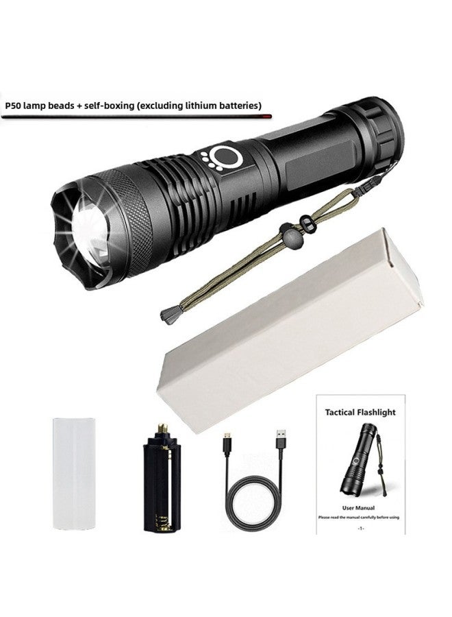 Cross-Border Bestseller XHP70 Zoom Handheld Flashlight P50 Powerful White Laser Aluminum Alloy Long-Range Shooting Flashlight 