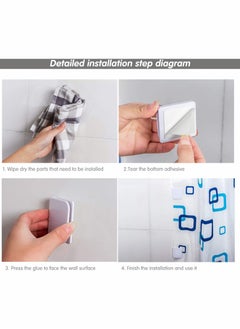 Excefore Shower Curtain Clips Self-Adhesive Anti Splash Spill Guard Curtain Stop Clip Windproof Bathroom Water Leaking Guard Clips - U Shape Fixed 4 Pieces  - Image 3