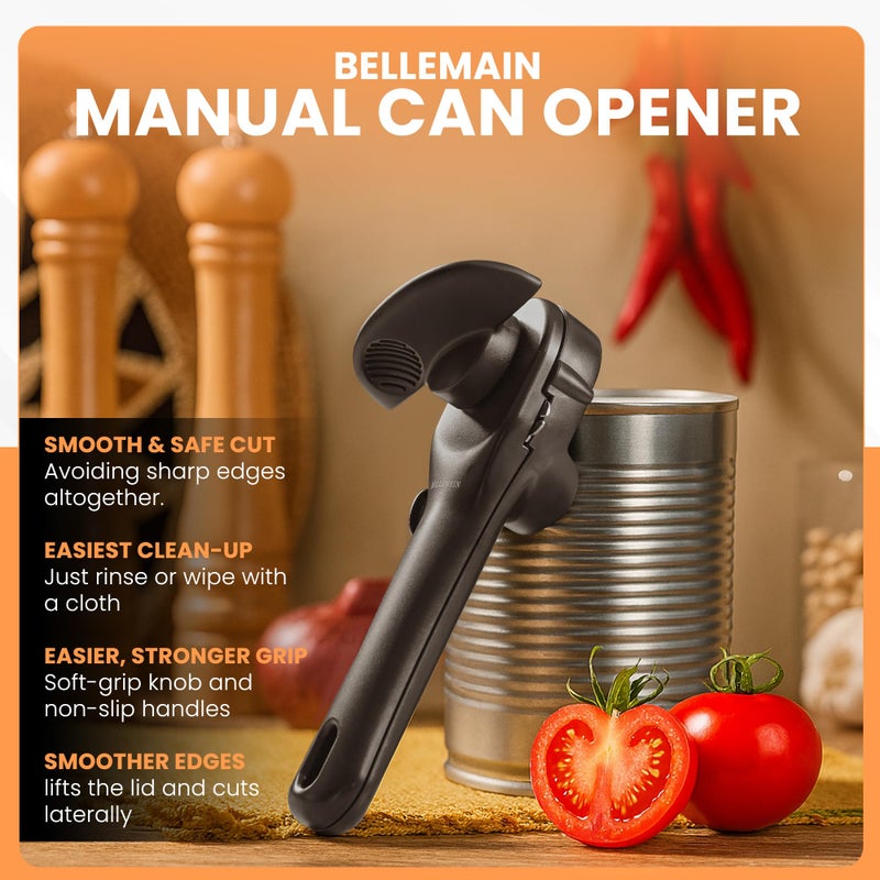 Bellemain Stainless Steel Can Opener â€“ Manual Can Opener For seniors - Ergonomic Smooth edge Can Opener Hand Held Heavy Duty â€“ Easy to use can opener safe cut - Image 3