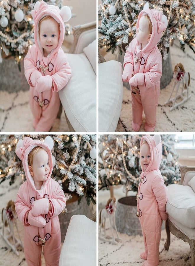 Simplee kids بدلة شتوية دافئة للأطفال الرضع من سيمبلي كيدز، مناسبة للأولاد والبنات، مزودة بغطاء رأس وقفازات، مناسبة للأطفال من عمر 9 إلى 12 شهرًا. - Image 2