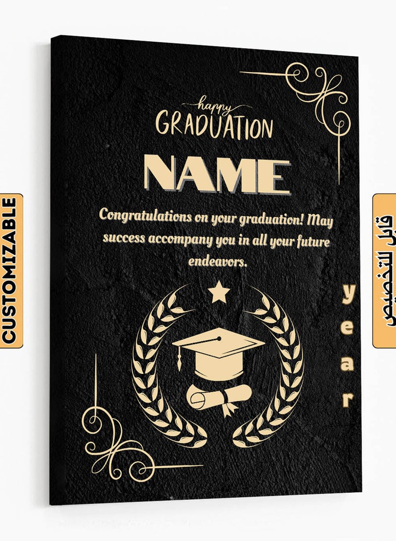 LOWHA Customizable Canvas Wall Art Stretched Over Wooden Frame Personalized with Graduate's Name, Year and May Success Accompany you in All Your Future Endeavors Design - Image 1
